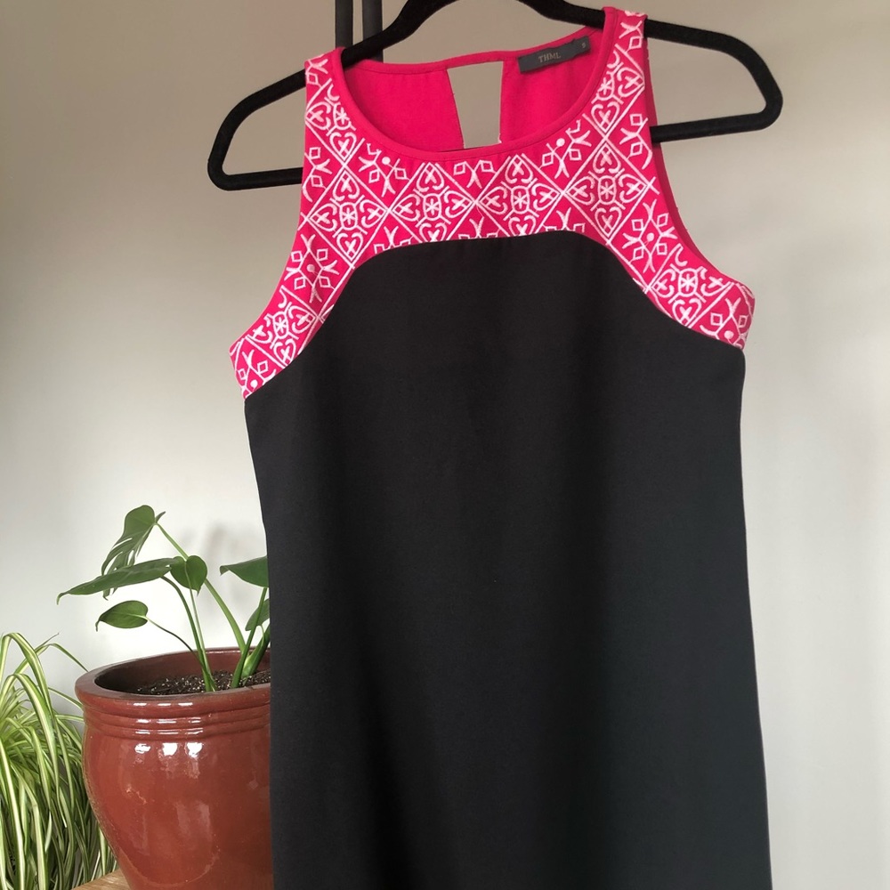 THML Pink and Black Print Tank Dress